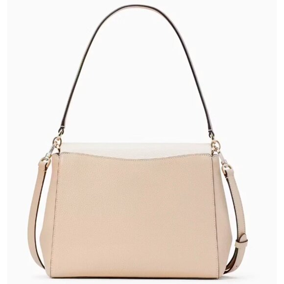 S Kate Spade Leila Medium Flap Shoulder Bag Beige & White  display picture 3